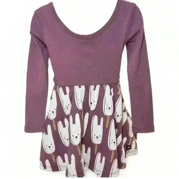 Tea Collection Girls Purple Skirted Ballet Dress Size 2 Bunny Print - Picture 4 of 5